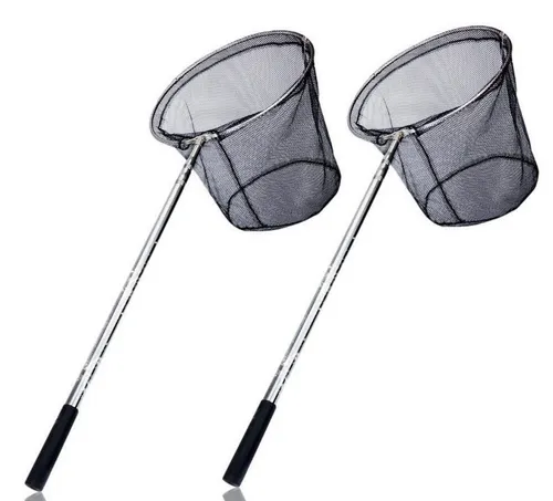 BAYLI Angelkescher 2er Set - Teleskop Angelkescher 180 cm - Kescher Set für Angler: Faltbar, rutschfester Handgriff und korrosionsbeständig. Ideal für schnellen Zugriff auf den Fang und einfach zu transportieren.