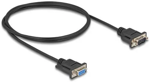 Delock Seriell Anschlusskabel [1x D-SUB-Stecker 9pol. - 1x D-SUB-Buchse 9pol.] 1m Schwarz