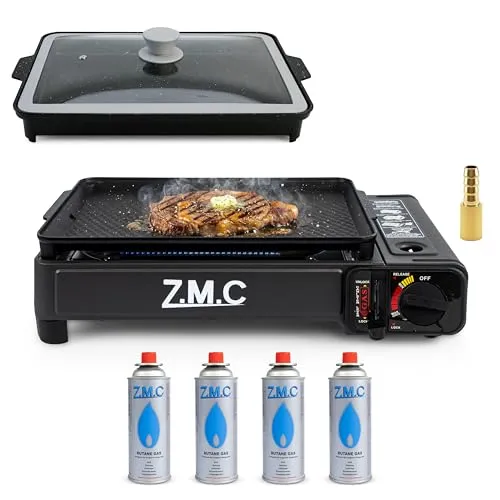 ZMC 2-in-1 tragbarer Gaskocher und Gasgrill mit Zubehör