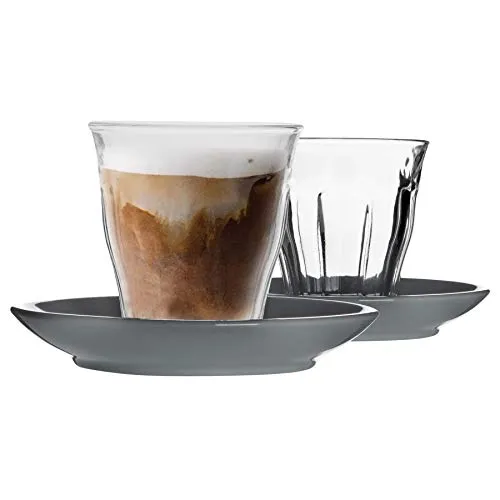Duralex Picardie Nicht Übereinstimmende Kaffeetasse & Untertassen -Set - 200ml - Grau - 12pc