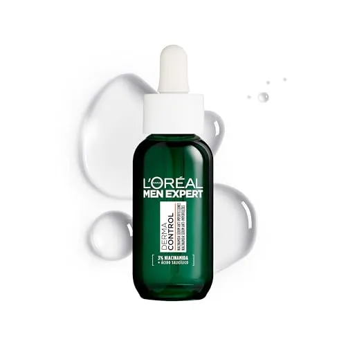 L'ORÉAL Paris Men Expert Derma Control Serum gegen Unvollkommenheiten mit Niacinamid und Salicylsäure, für Herren mit fettiger Haut und Tendenz gegen Akne, reduziert Flecken und Markierungen nach Akne