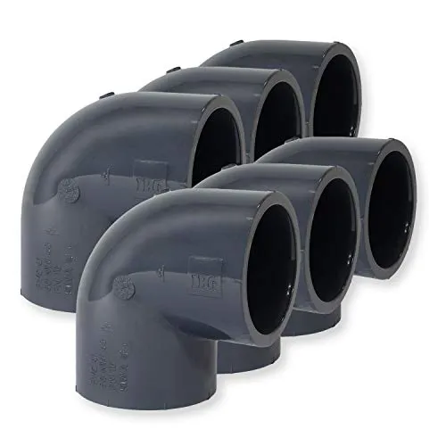 Paradies Pool PVC Fitting Winkel 90°, Ø 50mm mit Klebemuffen, PVC-U Muffe Rohrverbinder Klebefitting 90 Grad zum verkleben, Qualität aus Europa, Menge: 6 Stück