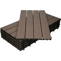ECD Germany WPC Terrassenfliesen 60x30cm - 18er Spar Set für 3m² Dunkelbraun - Terrassen- & Balkonfliesen mit praktischem Klicksystem, pflegeleicht und wetterbeständig. Ideal für Balkon, Terrasse und Garten – verwandeln Sie Ihren Outdoor-Bereich in einen stilvollen Rückzugsort!