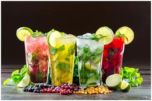 Topkapi 250.996 Longdrink Allzwecktrinkglas – 6 Stück Miami Vice Weiß/Transparent Glas-Set XL-Gläser (36 cl) für Cocktail, Longdrink, Mojito, Saft, Wasser, Höhe ~12 cm