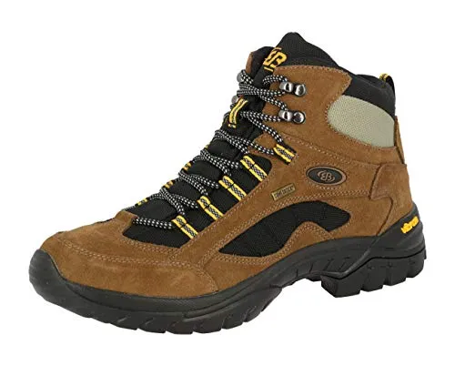 Lico Unisex Chimney Rock Trekking- & Wanderstiefel, Braun Schwarz Gelb, 41 EU - Wanderschuhe mit rutschfester Vibram-Laufsohle für sicheren Halt, perfekt für Outdoor-Abenteuer bei jedem Wetter.