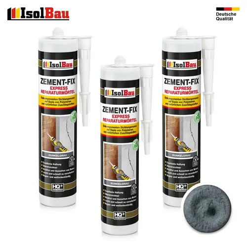 300ml Express Reparaturmörtel Zement-Fix Dunkelgrau Fugenmörtel Mörtel 3 x