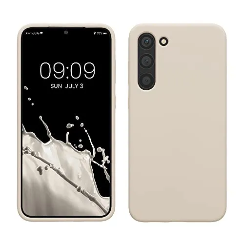 kwmobile Handyhülle für Samsung Galaxy S23 Plus Hülle - Case Silikon - Kabelloses Laden - Schutzhülle Cover in Creme matt