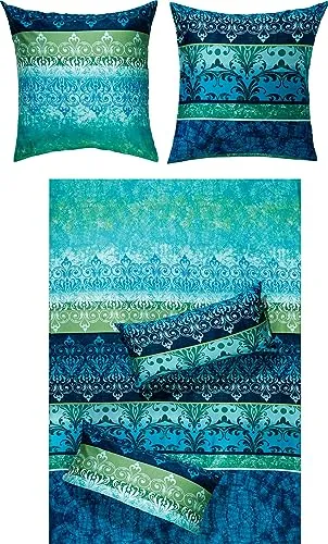Erwin Müller Mako-Satin Bettwäsche, Wende-Kissenbezug, orientalisch, blau, 80x80 cm / 200x220 cm - Erwin Müller Mako-Satin Bettwäsche in stilvollem Design. Der Wende-Kissenbezug und das feinfädige Gewebe sorgen für ein angenehmes Schlafklima und edlen Glanz. Praktischer Reißverschluss für einfaches Beziehen.