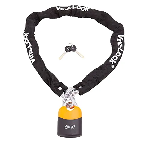 VINZ Fogo Kettenschloss | Kette Locker Schloß | Kettenschloss motorradschloss Rollerschloss E-Bike Schloss | 120-150 - 200 cm x ø10mm (150cm)