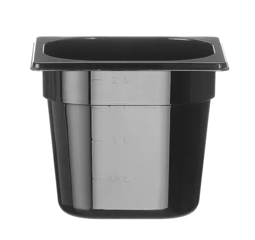 HENDI Gastronormbehälter, Temperaturbeständig von -40° bis 110°C, Skalierung, Geruchs- und geschmackneutral, 2,4L, Polycarbonat, GN 1/6, 176x162x(H)150mm, Schwarz