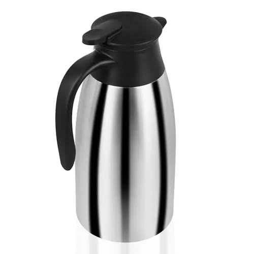 Thermokanne 1.7Liter, Isolierkanne 304 Edelstahl Isolierte, Kaffeekanne Thermo Doppelwandige Vakuum, Teekanne 24 Stunden Wärmedämmung, Thermoskanne für Kaffee, Tee, Wasser, Getränk, Warmhaltekanne
