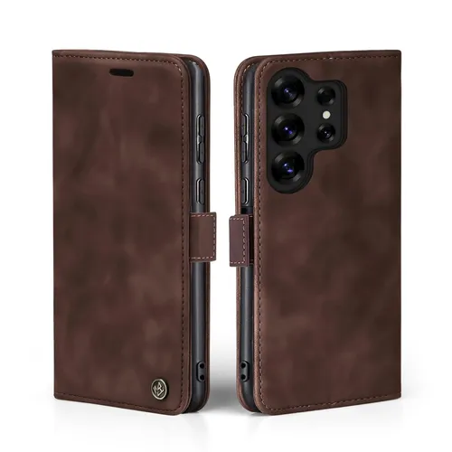 Handyhülle für Samsung Galaxy S25 Ultra Klapp Magnet Smartphone Cover Case Braun