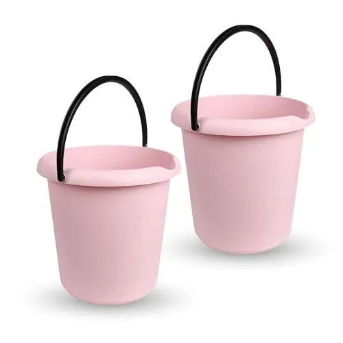 Eimer (2 Stück) Haushaltseimer, 5 Liter, in vers. Farben, Putzeimer aus Stabilem Kunststoff, BPA-frei, Kunststoffeimer Made in EU (Rosa)