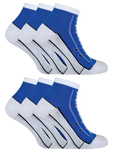 Sock Snob 6er Pack Socken Die Wie Schuhe Aussehen Herren und Damen | Baumwoll Schuhdesign Socken für Basketballschuhe (39-45, Blau)