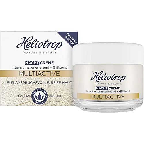Heliotrop Multiactive Nachtcreme - Nachtpflege für anspruchsvolle, reife Haut mit Ginkgoextrakt und Macadamianussöl, fördert die hauteigenen Regenerations-Prozesse für ein glattes, strahlendes Hautbild am Morgen.