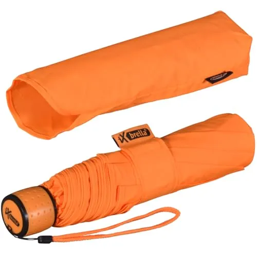 iX-brella Mini Ultra Light - Damen Taschenschirm mit großem Dach - extra leicht - neon orange
