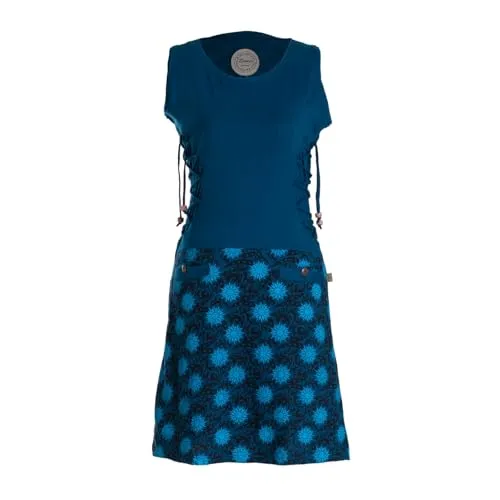 Vishes ärmelloses Damen-Kleid in Türkis I Größe XL (42) I Handgefertigt aus 100% Baumwolle I Kleid mit Taschen I Ideal für Frühjahr & Sommer I Nachhaltige Alternative Bekleidung