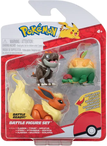 Pokemon Battle Figure Set 3er-Pack: Schlapfel, Balgoras, Flamara (5 cm) - Actionfiguren Set mit 3 detailreichen Pokémon-Figuren in dynamischen Posen. Ideal für Fans ab 4 Jahren, die ihre Sammlung erweitern und die Pokémon-Welt zum Leben erwecken möchten!