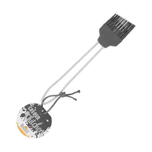 Birkmann, universeller Backpinsel mit Silikonkopf und Griff aus Edelstahl, lebensmittelecht und hitzebeständig bis 230 °C, spülmaschinengeeignet, grau, 21 x 4 cm