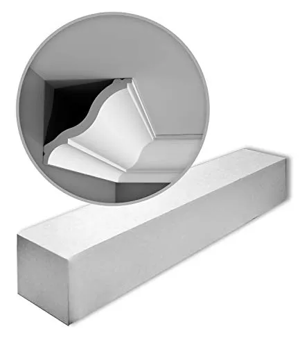Orac Eckleisten CB503N-box-2 | 200 cm aus extrudiertem Polystyrol - Hochwertige Eckleisten im 2er Set (4m) aus leichtem Polystyrol. Einfache Montage und vielseitig überstreichbar für elegantes Raumdesign. Ideal für Innen- und geschützte Außenbereiche.