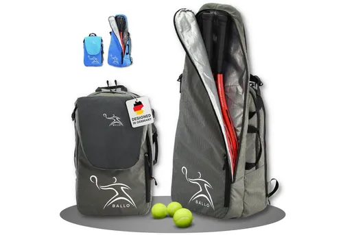 BALLO® Tennisrucksack - Wasserfeste Schlägertasche für Tennis und Badminton - Tennisschläger-Rucksack mit vollständigem Schlägerfach, wasserabweisend und ideal für Sportler, die viel unterwegs sind.