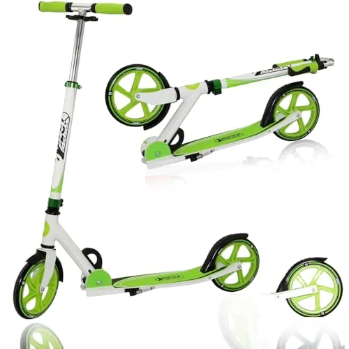 BEST SPORTING Scooter 205er Rolle, City-Roller aus Aluminium mit ergonomischen Griffen (weiß/grün)