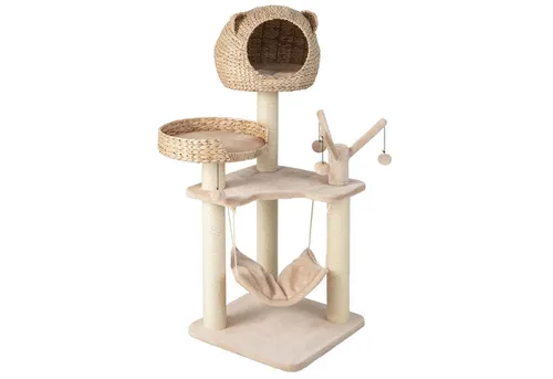 Costway Katzenbaum mit Höhle und Hängematte, 121 cm hoch - Der COSTWAY Katzenbaum bietet auf 121 cm Spiel- und Ruhebereiche für Katzen. Mit einer bequemen Hängematte und einer privaten Höhle ist er der perfekte Rückzugsort für Ihre pelzigen Freunde.