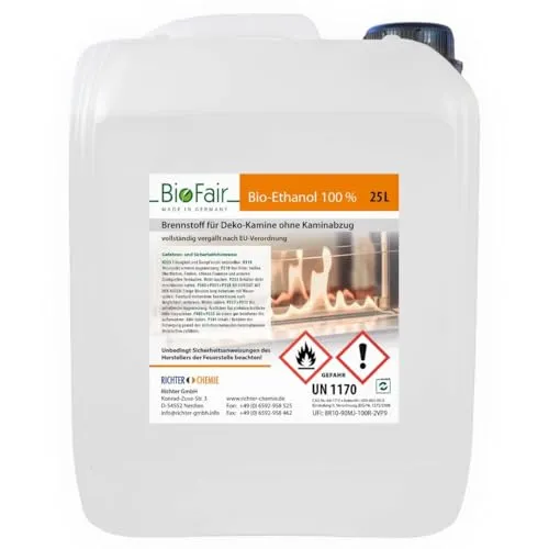 25-L-Kanister Bioethanol Qualität für Ethanol Kamin, Tischkamin, Wandkamin (1 x 25 Liter)