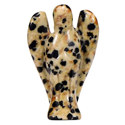 Morella Edelstein Dalmatinerjaspis Engel Glücksbringer Schutzengel zum Mitnehmen 3,5 cm in Samtbeutel