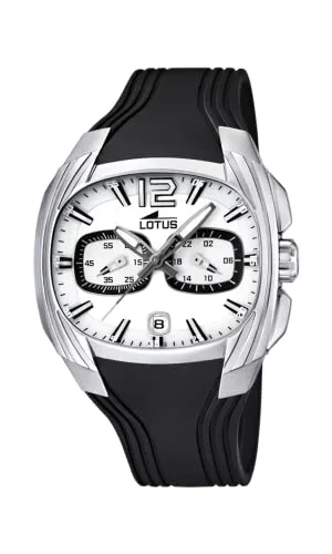 Lotus Herren Analog Uhr Schwarzes Kautschuk - Quarz - Chronograph - Kalender - Mineralglas - 5 ATM Wasserdicht 15756/A Special Prices