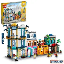 LEGO Creator 3-in-1 Hauptstraße - Modellbau-Set mit Hotel, Cafés und Wohnungen, kreatives Spielvergnügen für Kinder ab 9 Jahren