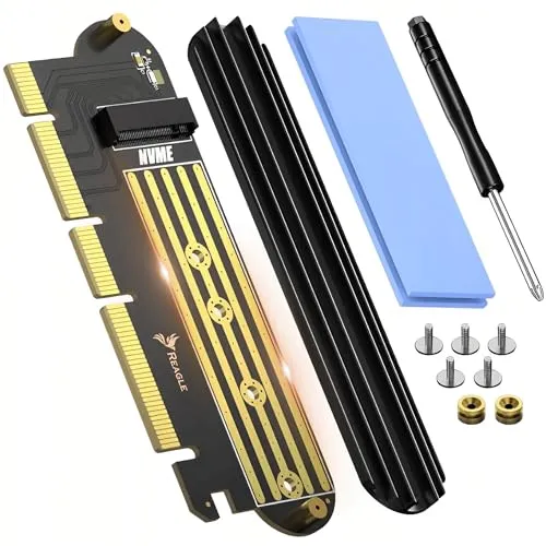 M.2 SSD Adapter PCIe x16 x8 x4 mit Kühlkörper und Wärmeleitpad NVMe 64 Gbps