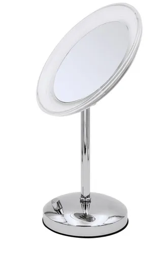 Ridder Kosmetikspiegel Tiana chrom mit LED-Licht - Eleganter Ridder Kosmetikspiegel Tiana mit 5-facher Vergrößerung und dimmbarem LED-Licht. Ideal für präzise Make-up-Anwendungen und verleiht Ihrem Badezimmer ein stilvolles Ambiente.