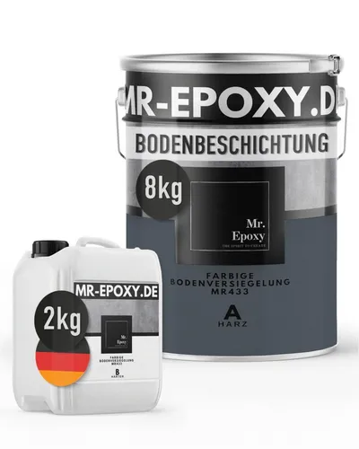 Mr. Epoxy Epoxidharz Bodenbeschichtung 10 kg - 2K Betonfarbe für Garagen und Werkstätten - Hochwertige 2K-Bodenbeschichtung aus Epoxidharz für langlebige und widerstandsfähige Böden in Garage, Keller und Werkstatt. Einfache Anwendung und optimale Deckkraft sorgen für ein professionelles Finish.