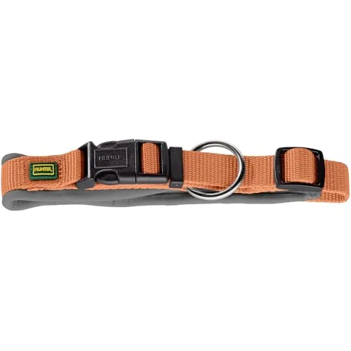 Hunter Hundehalsung NEOPREN Vario Plus, Farbe: Kupfer/grau, strapazierfähiges Nylon, weiche Neoprenpolsterung, stufenlos verstellbar, mit Zugentlastung, pflegeleicht, komfortabel, Größe: XS-S/1,5