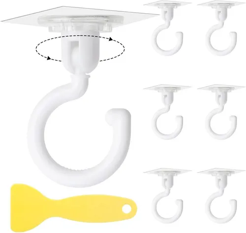 Selbstklebende 360° Deckenhaken 6 Stück transparent wasserdicht mit Schaber