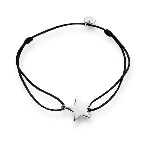 Glanzstücke München Damen-Textilarmband schwarz mit Stern aus Sterling Silber - Armbänder für Damen, lässige Materialkombination aus schwarzem Textilband und hochglanzpoliertem Sterlingsilber, anlaufgeschützt für dauerhaften Glanz und verstellbar für perfekten Sitz.