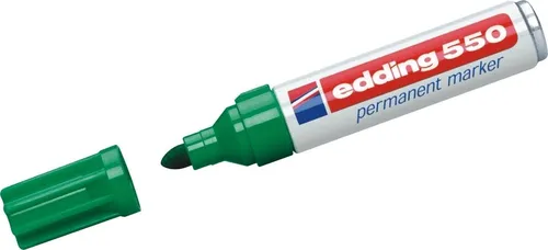 edding 550 Permanentmarker - grün - 10 Stifte - Permanentmarker für vielseitige Anwendungen auf Karton, Holz, Metall und mehr. Schnelltrocknend, wisch- und wasserfest, ideal für Büro und Zuhause.
