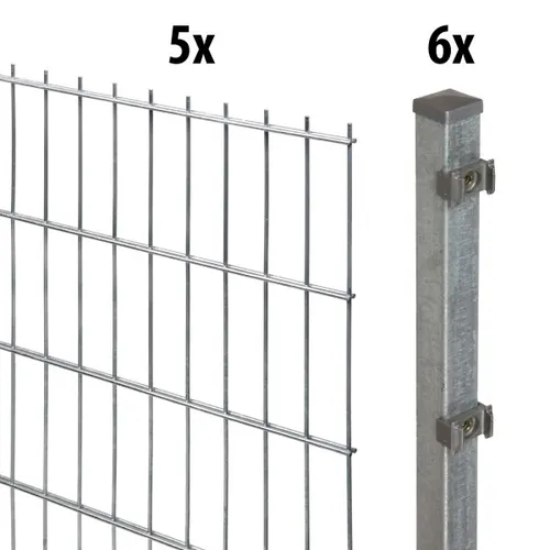 10m Doppelstabmattenzaun Standard H: 123cm verzinkt mit Pfosten 40/40 - Hochwertiger Metallzaun, 10 Meter lang und 123 cm hoch. Ideal für sichere Abgrenzungen im Garten. Verzinkte Oberfläche sorgt für Langlebigkeit und Witterungsbeständigkeit.