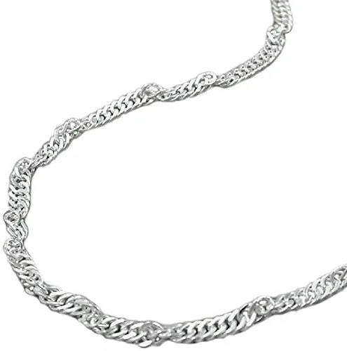 Kette Halskette Damen Singapurkette diamantiert aus 925 Silber Collier Anh?ngerkette L?nge 40 cm Breite 2 mm
