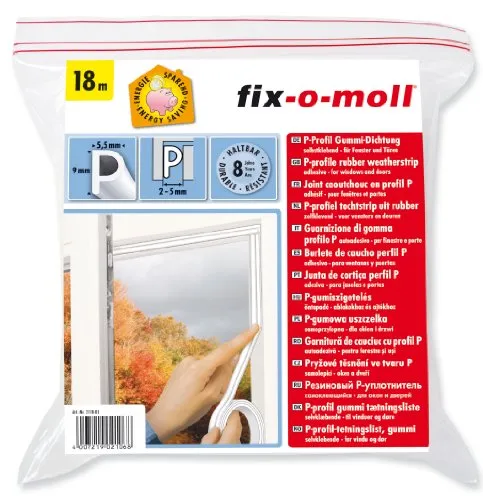 Suki Gummidichtung, P-Profil, selbstklebend, für Tür/Fenster, Weiß