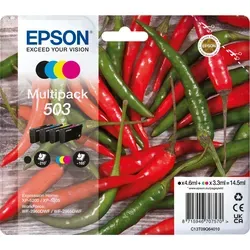 Epson 503 Druckerpatrone - 4 Stück Original Schwarz, Cyan, Magenta, Gelb, Multipack für hohe Druckqualität und Ergiebigkeit bis zu 210 Seiten