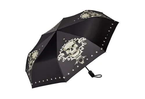 von Lilienfeld Taschenregenschirm Skull - Windfest und Automatisch - Taschenschirm mit einzigartigem Totenkopf-Motiv, windfest und mit Auf-Zu-Automatik. Ideal für stilbewusste Nutzer, die auch bei Regen nicht auf Design verzichten wollen.