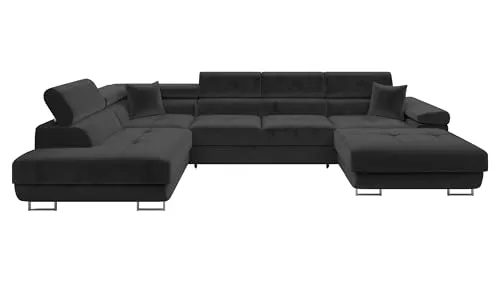 MIRJAN24 Wohnlandschaft Torezio Bis mit Bettkasten und Schlaffunktion - Moderne U-Form Wohnlandschaft mit einstellbaren Kopfstützen, ideal für Gästeübernachtungen. Maße: 346x203 cm, inklusive praktischen Bettkasten.