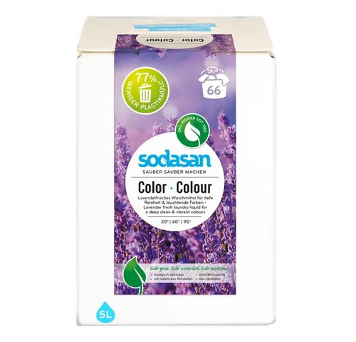 Sodasan Color Waschmittel Lavendel 5 Liter - Umweltfreundliches Colorwaschmittel mit Bio-Inhaltsstoffen, ideal für die sanfte Reinigung bunter Textilien und angenehmen Lavendelduft.