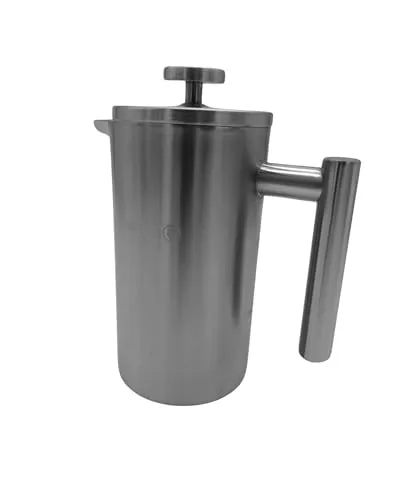 BPlanet French Press aus Edelstahl | 0,6 Liter (3 Tassen) | Thermo Kaffeebereiter doppelwandig isoliert