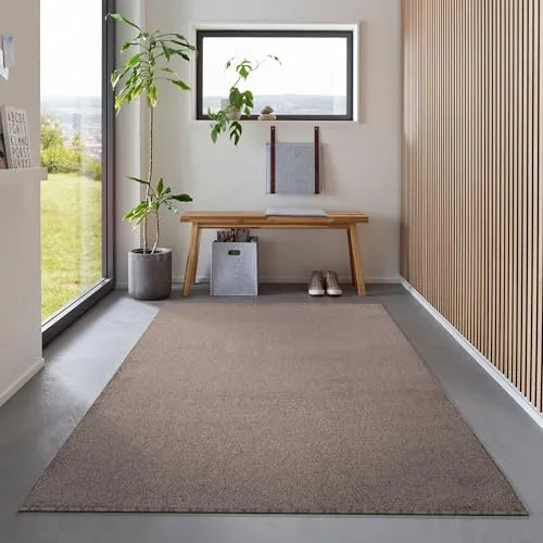 Carpetsale24 Teppich 140x200 cm Braun, Kurzflor, Einfarbig, Modern, Rechteckig, Pflegeleicht, rutschfest, Bodenteppich für Wohnzimmer, Schlafzimmer, Esszimmer
