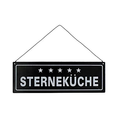 UNUS Metallschild Sterneküche schwarz Deko Vintage Look Blechschild für Hauseingang Geschenkidee Geburtstag Weihnachten