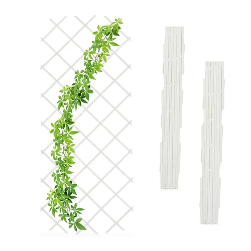 relaxdays Ausziehbares Rankgitter 3er Set - Spaliere ausziehbar und vielseitig, perfekt für Garten und Balkon, aus robustem Tannenholz in elegantem Weiß.