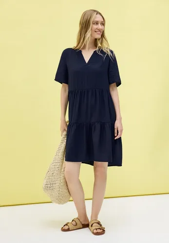 CECIL Minikleid Sommerkleid mit Volants in urban navy blue - Kleider für den Sommer, atmungsaktiv und pflegeleicht mit elegantem Volantabschluss, perfekt für lässige Anlässe.